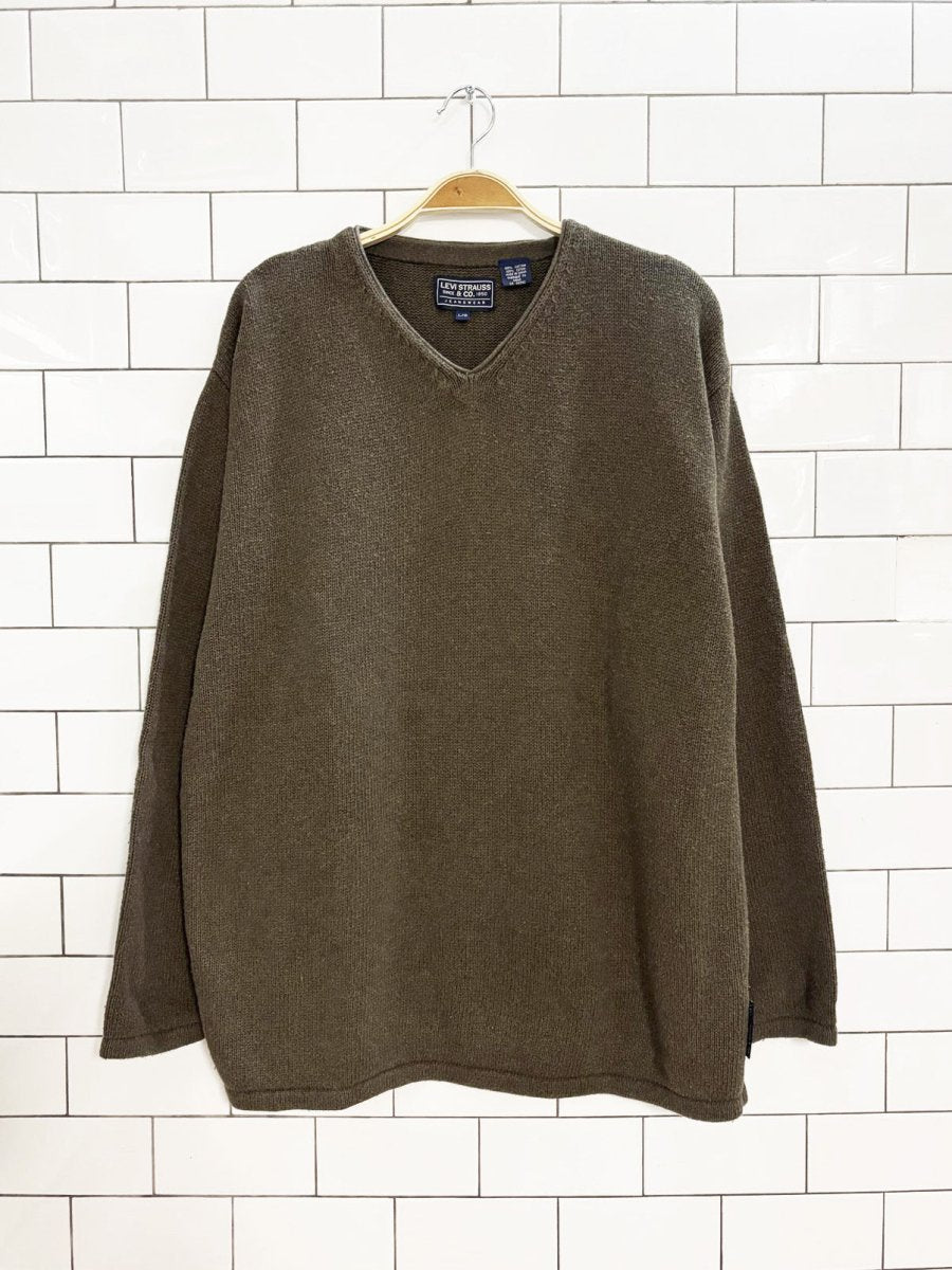vintage levi strauss cotton knit v - neck sweater - good market thrift store