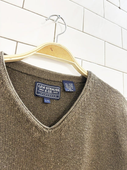 vintage levi strauss cotton knit v - neck sweater - good market thrift store
