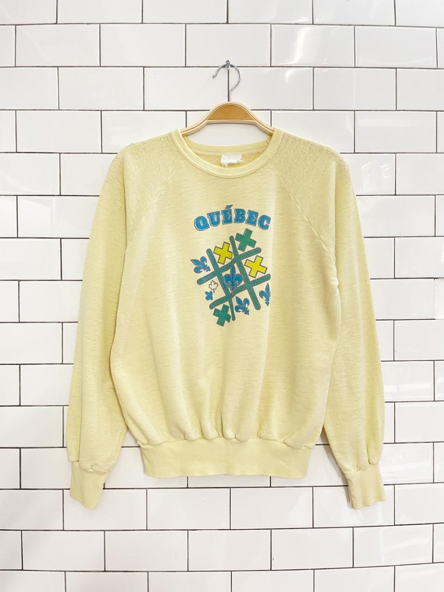 vintage 80s quebec graphic light sweatshirt - good market thrift store