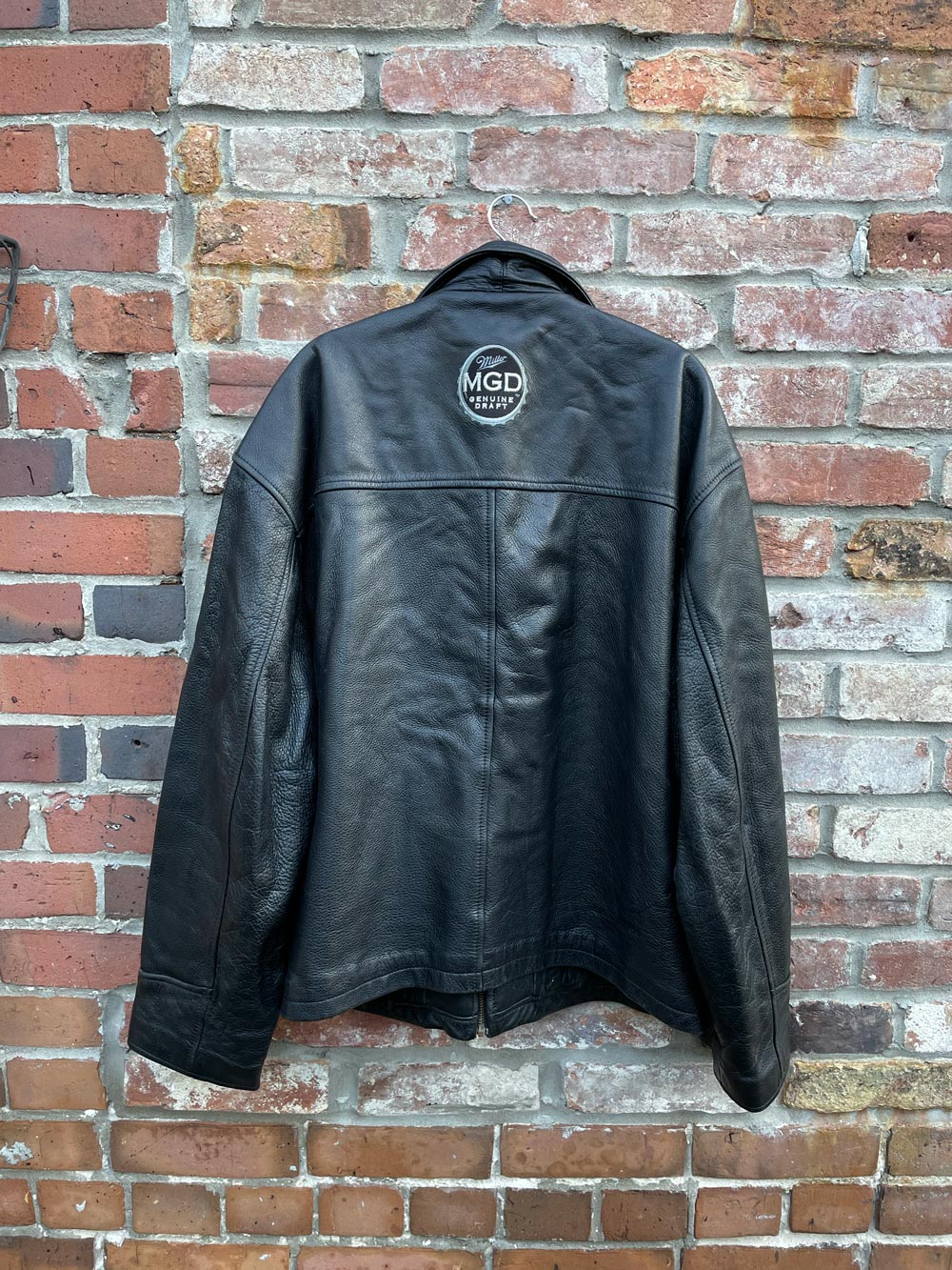 vintage mgd minimal zip heavy leather jacket