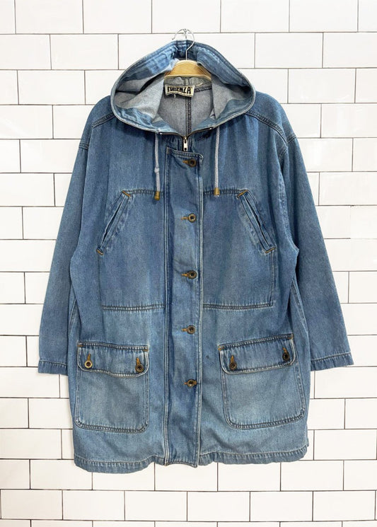 vintage 90s forenza denim hooded parka - good market thrift store