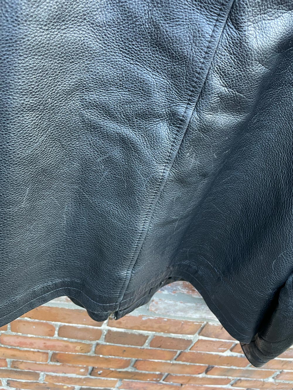 vintage mgd minimal zip heavy leather jacket