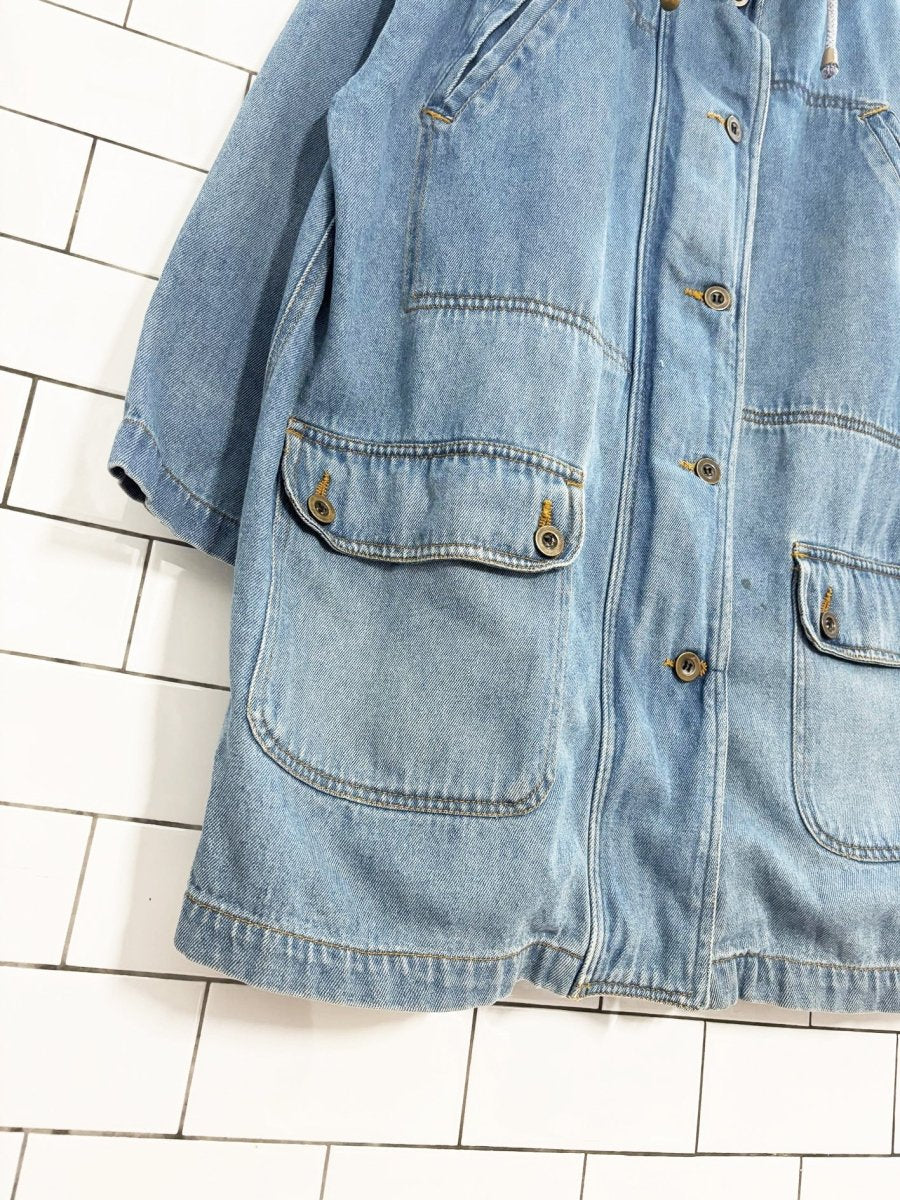 vintage 90s forenza denim hooded parka - good market thrift store
