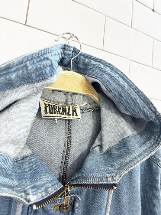 vintage 90s forenza denim hooded parka - good market thrift store