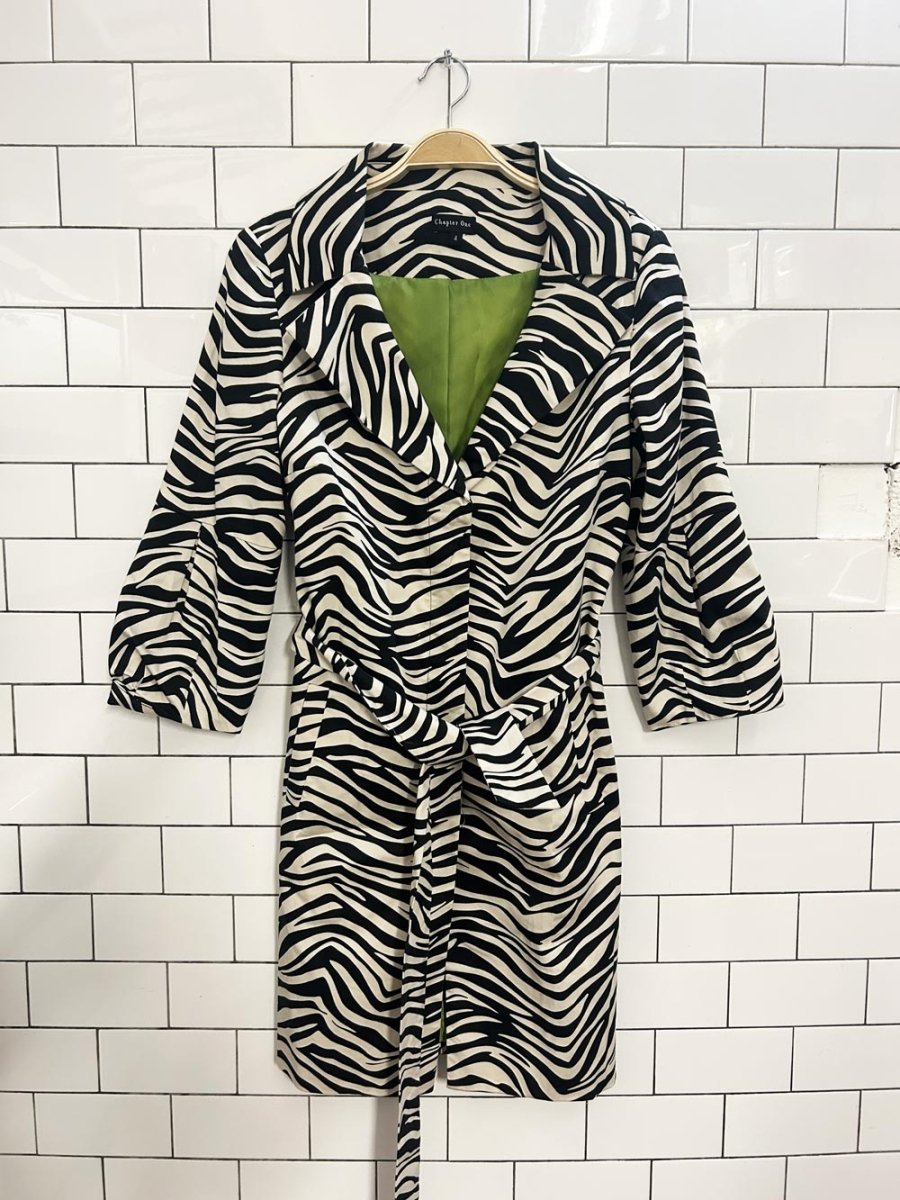 vintage 00s chapter one zebra print trench coat - good market thrift store