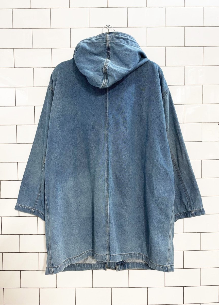 vintage 90s forenza denim hooded parka - good market thrift store