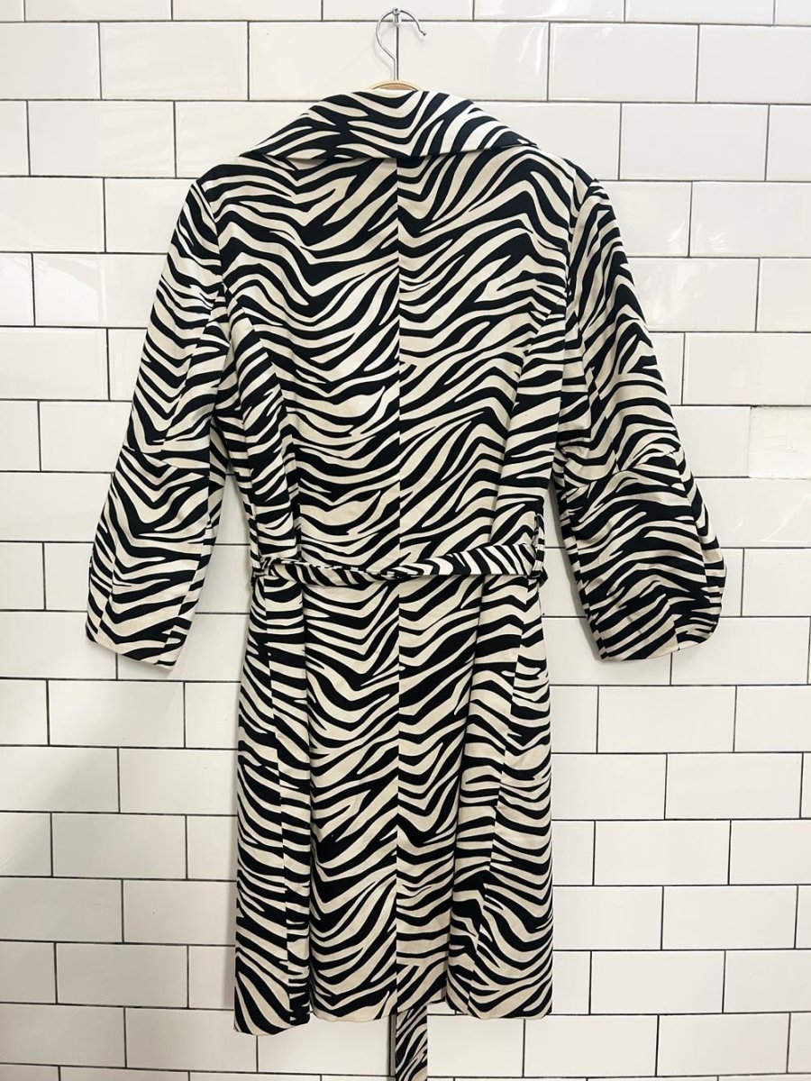vintage 00s chapter one zebra print trench coat - good market thrift store