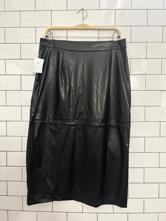 nwt halston faux leather slit midi skirt - good market thrift store