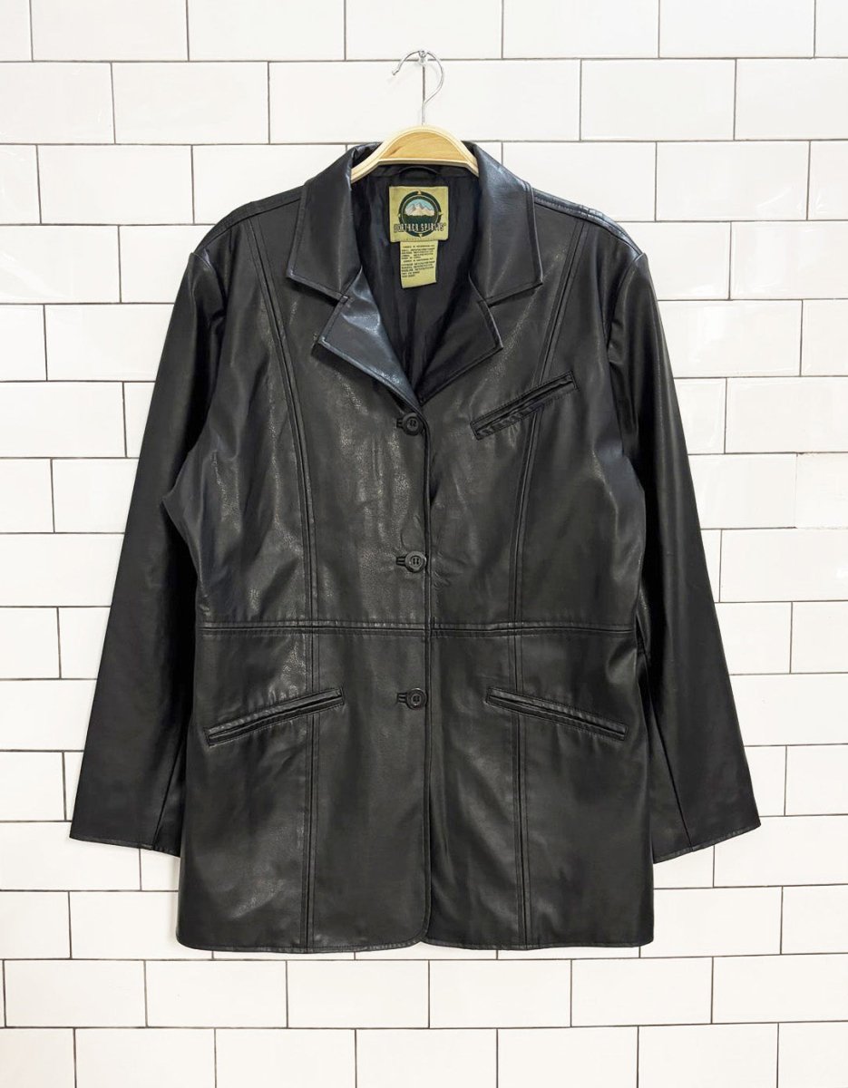 vintage 00s weather spirits faux leather button down jacket - good market thrift store
