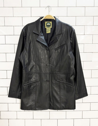 vintage 00s weather spirits faux leather button down jacket - good market thrift store