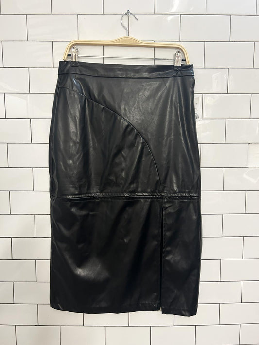 nwt halston faux leather slit midi skirt - good market thrift store