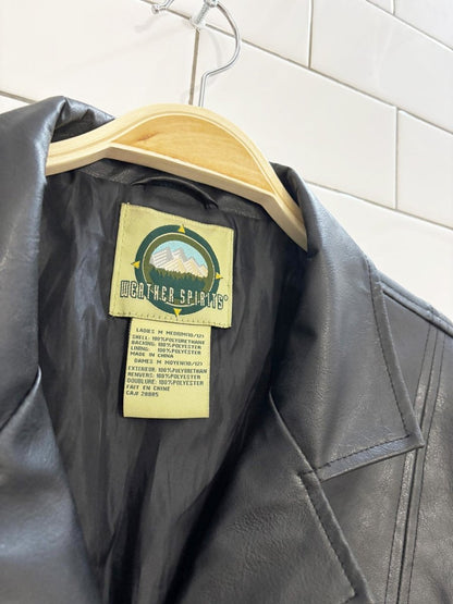 vintage 00s weather spirits faux leather button down jacket - good market thrift store