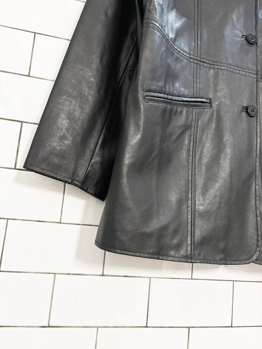 vintage 00s weather spirits faux leather button down jacket - good market thrift store