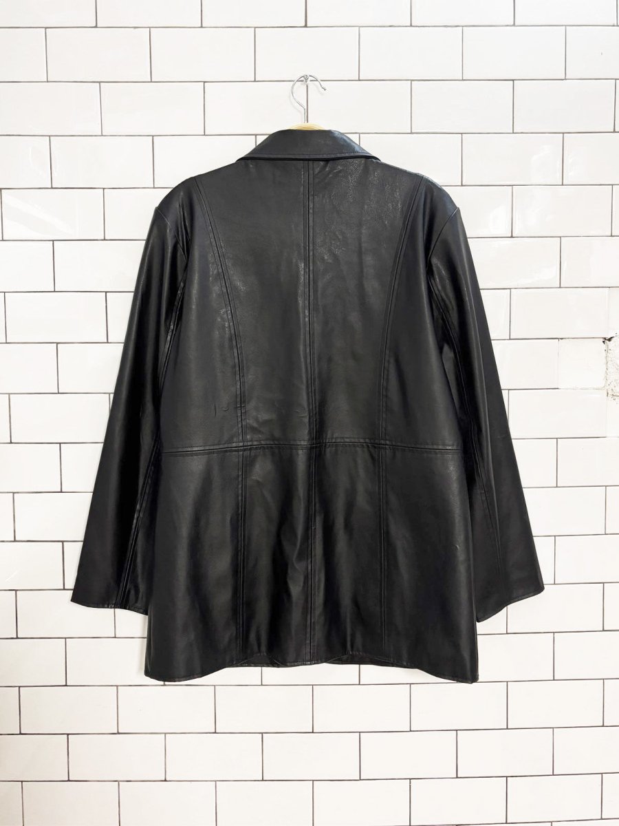 vintage 00s weather spirits faux leather button down jacket - good market thrift store