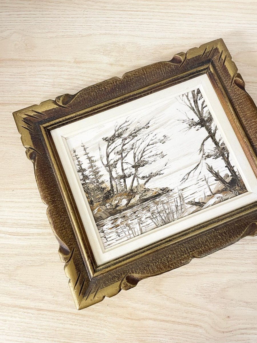 vintage k fahlsin winter scene framed oil painting | canadian artist - good market thrift store