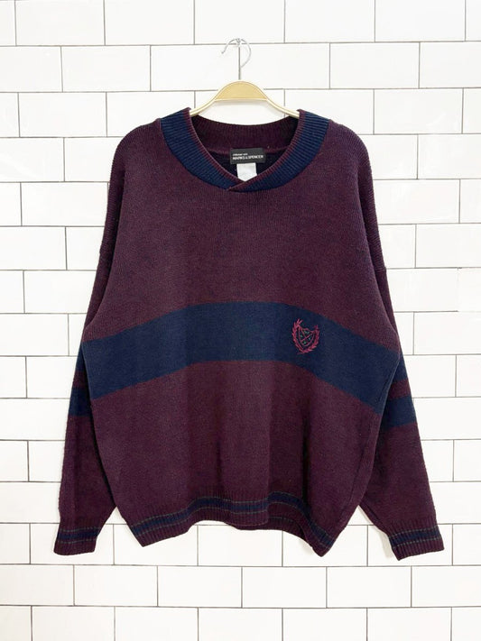 vintage 90s marks & spencer wool - blend crest sweater - good market thrift store