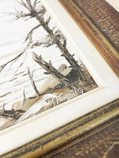 vintage k fahlsin winter scene framed oil painting | canadian artist - good market thrift store