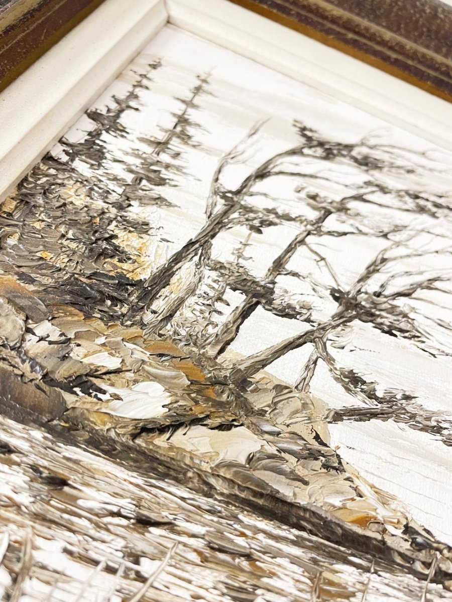 vintage k fahlsin winter scene framed oil painting | canadian artist - good market thrift store