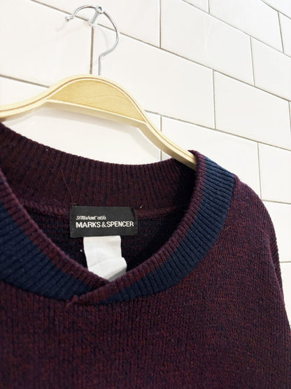 vintage 90s marks & spencer wool - blend crest sweater - good market thrift store