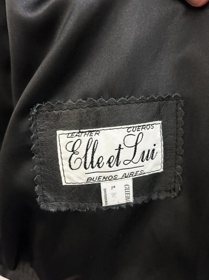 vintage 80s elle et lui art patchwork leather jacket - good market thrift store