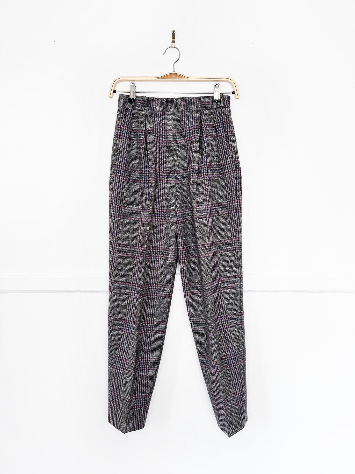 vintage christian dior 100% wool plaid high rise trouser | made in USA