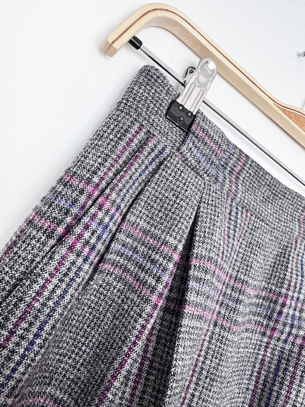 vintage christian dior 100% wool plaid high rise trouser | made in USA