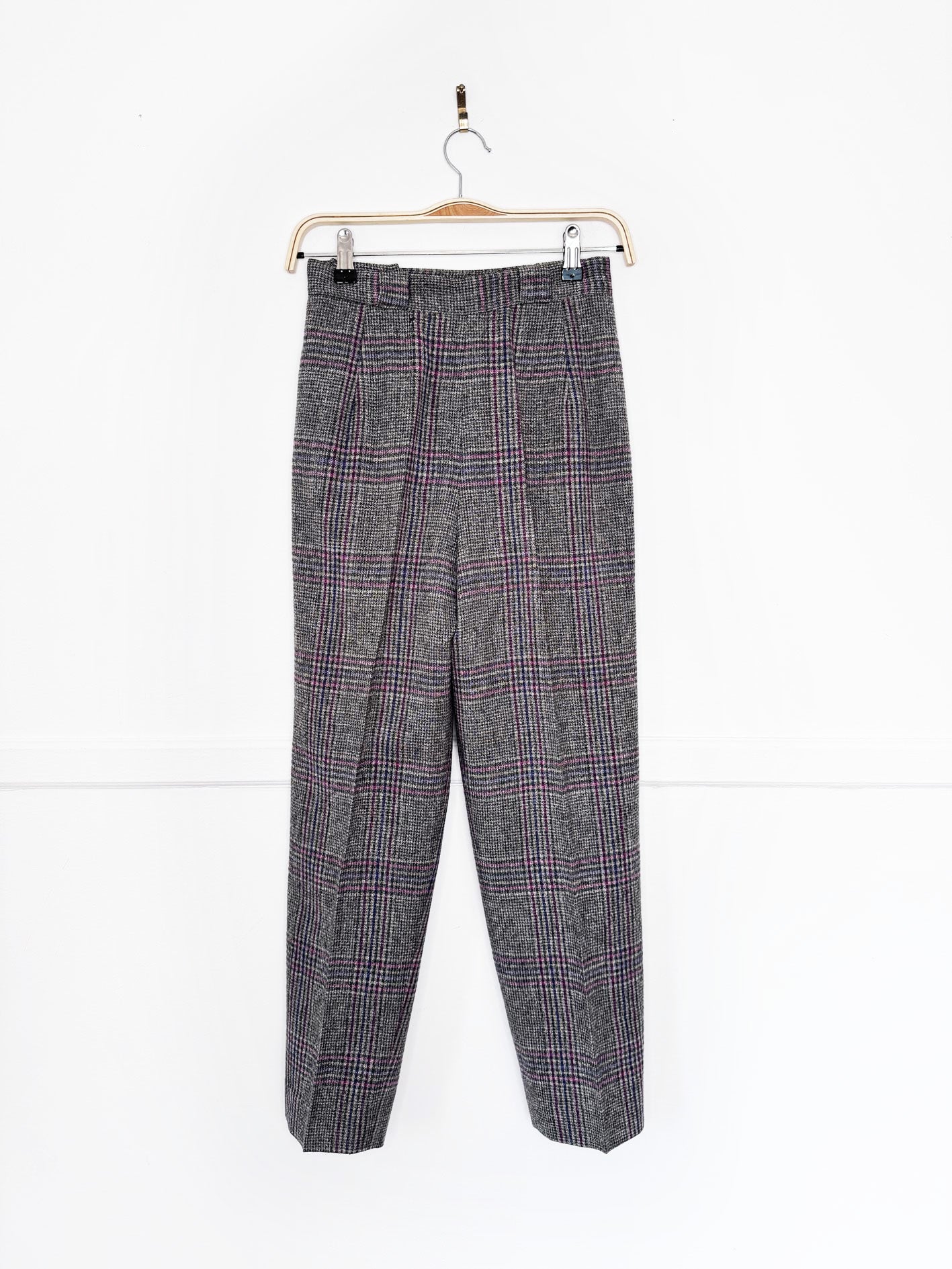 vintage christian dior 100% wool plaid high rise trouser | made in USA