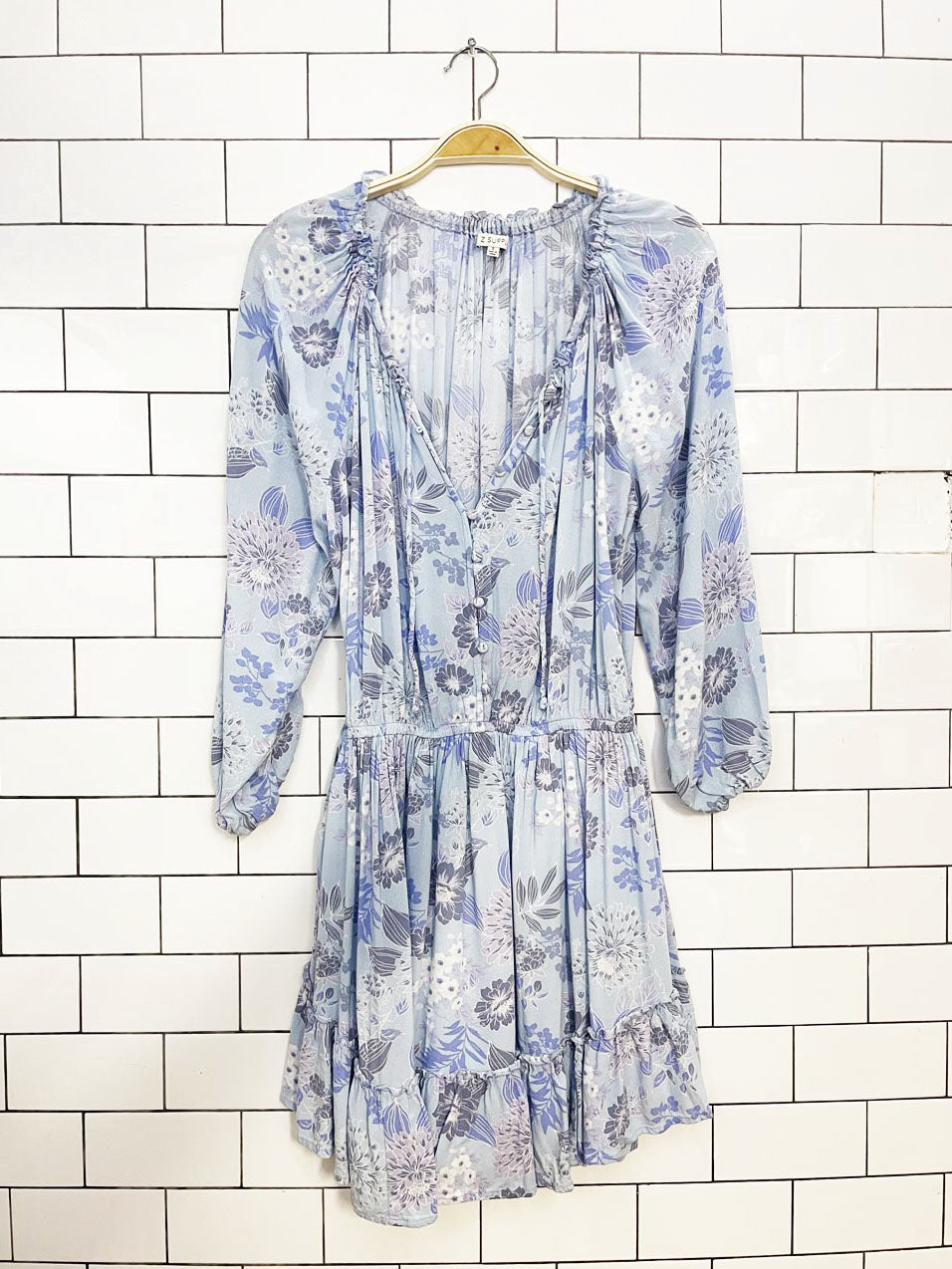 z supply montecito boho ruffled tiered floral mini dress