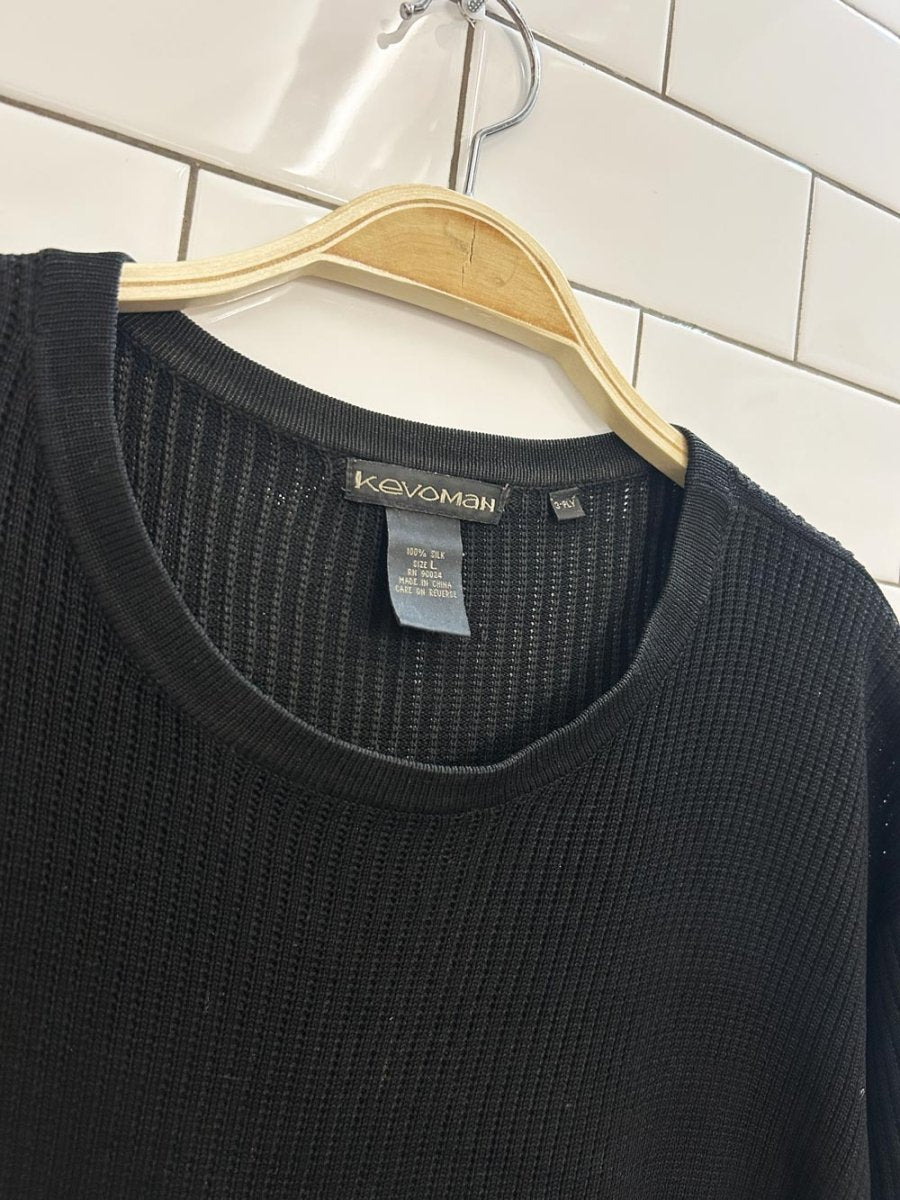 vintage 90s kevoman silk oversized ribbed sweater - good market thrift store
