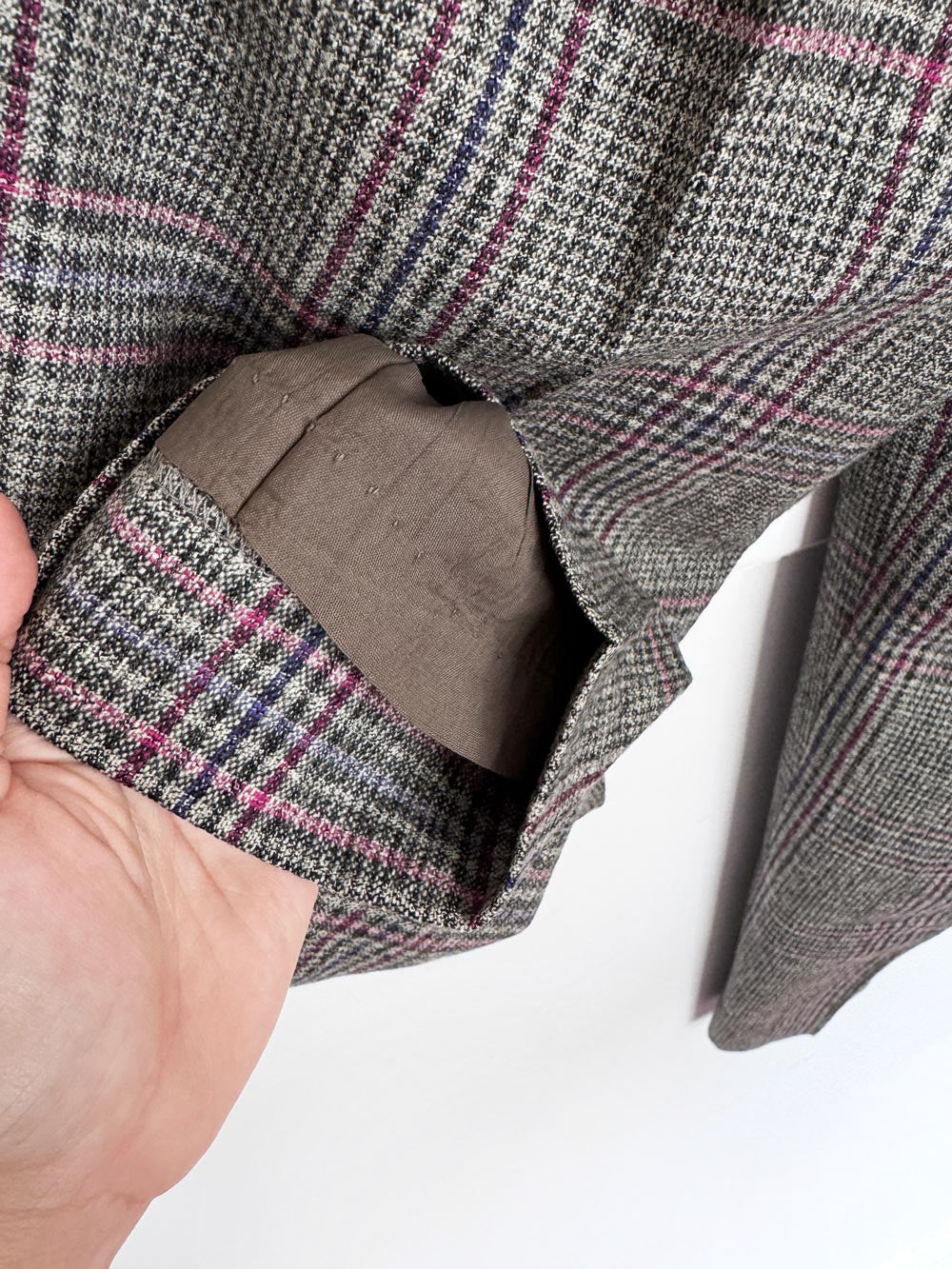 vintage christian dior 100% wool plaid high rise trouser | made in USA