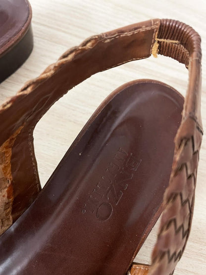 vintage 00s enzo angiolini basket weave leather slingback flats - good market thrift store