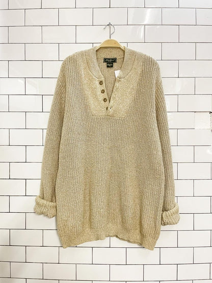 eddie bauer cozy cotton 1/4 button sweater - good market thrift store