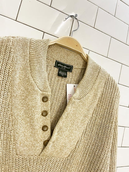 eddie bauer cozy cotton 1/4 button sweater - good market thrift store