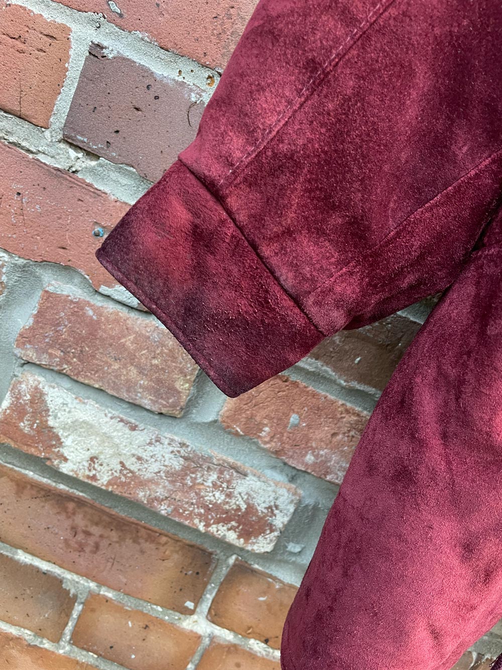 vintage 90s danier red suede drawstring jacket