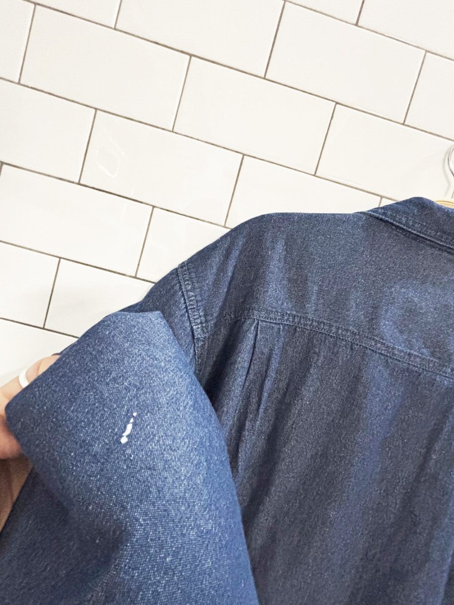 vintage wrangler faux fur lined denim shirt jacket - good market thrift store