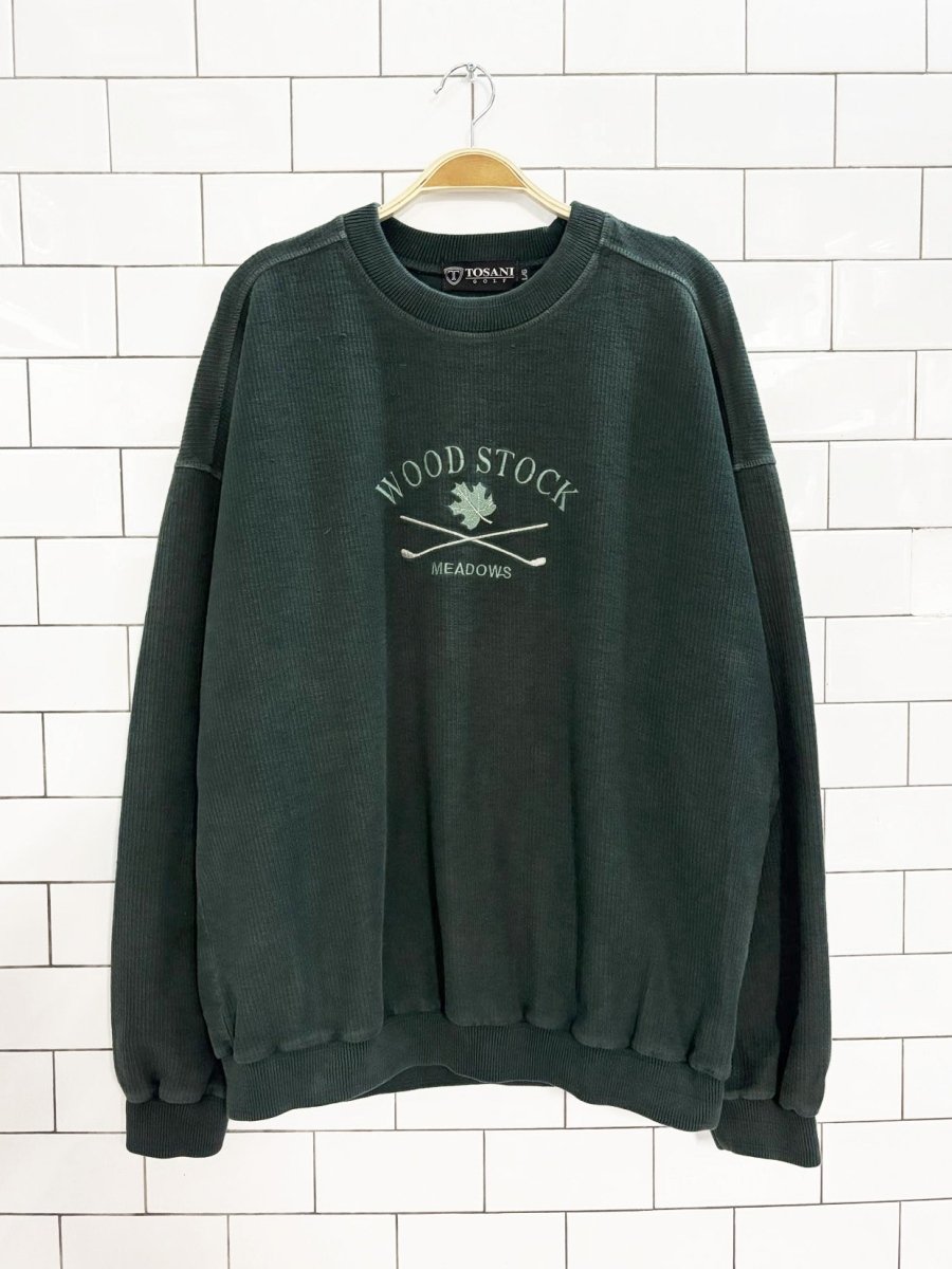 vintage 90s tosani golf woodstock meadows ribbed sweatshirt - good market thrift store