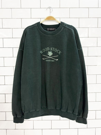 vintage 90s tosani golf woodstock meadows ribbed sweatshirt - good market thrift store