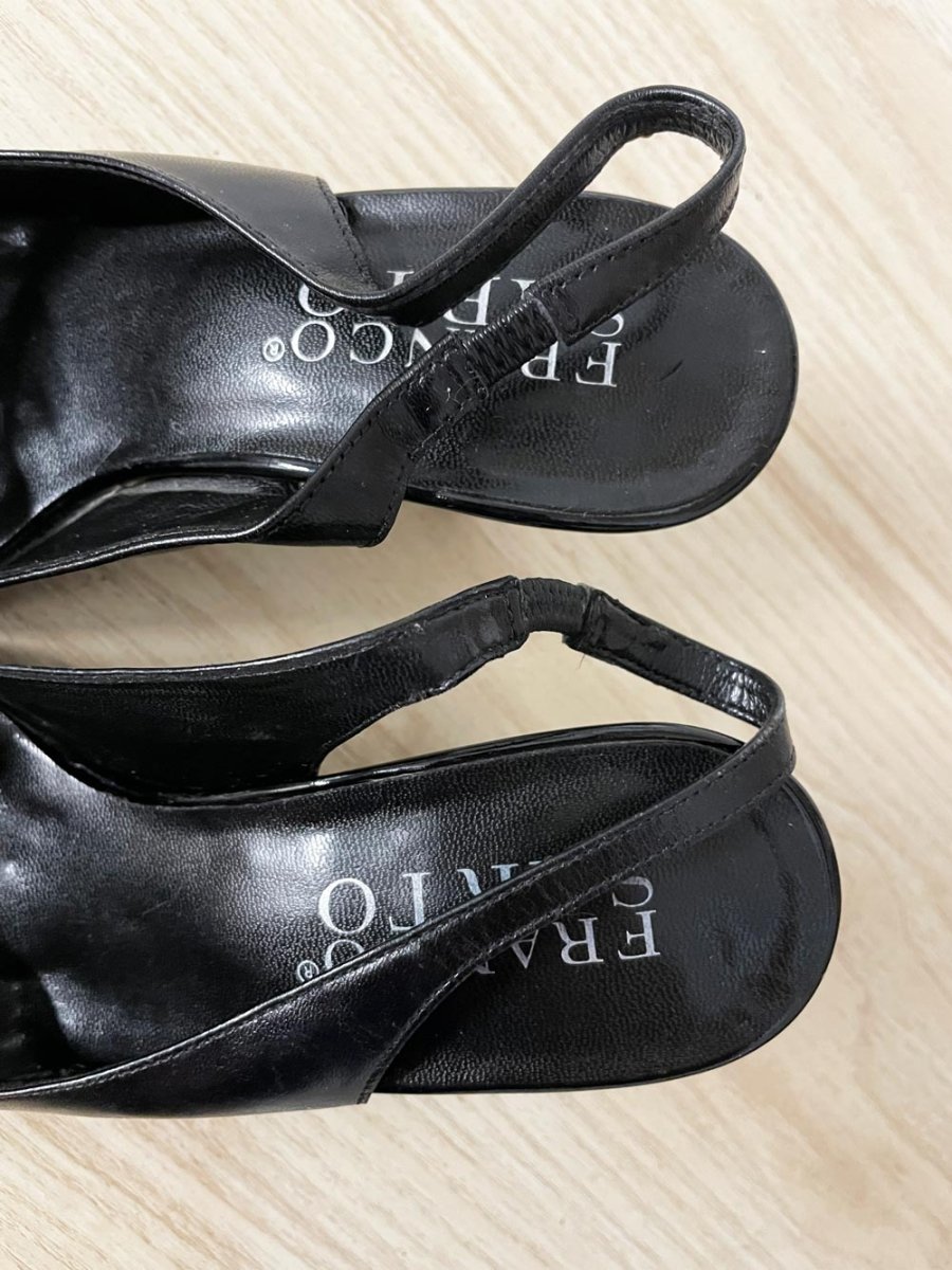 vintage 00s franco sarto patent toe bow square toe slingback heels - good market thrift store