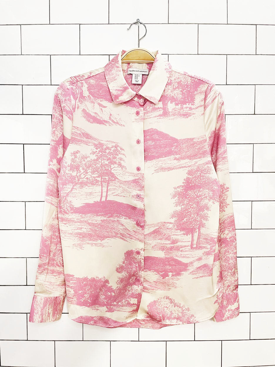 cupcakes and cashmere toile de jouy satin blouse