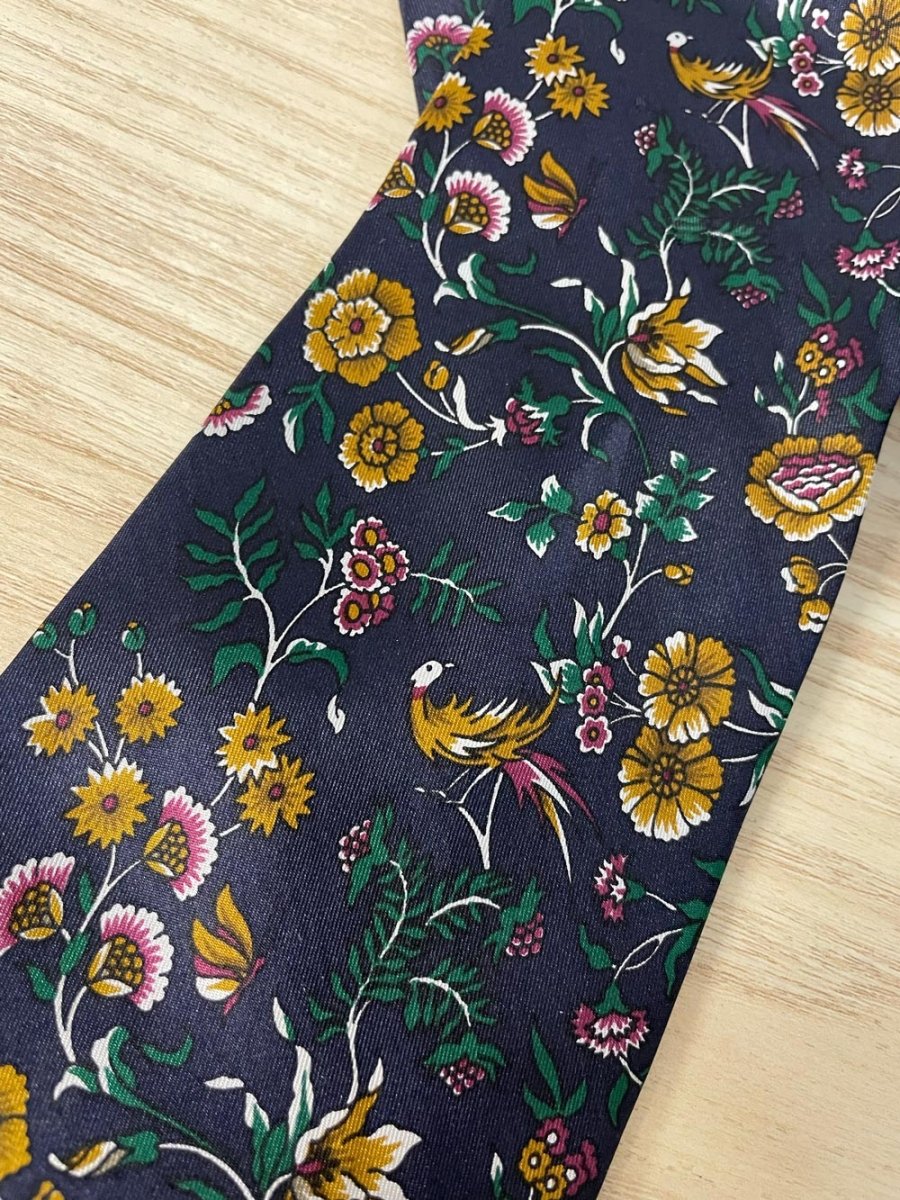 vintage ag grand luxe flowers + birds silk tie - good market thrift store