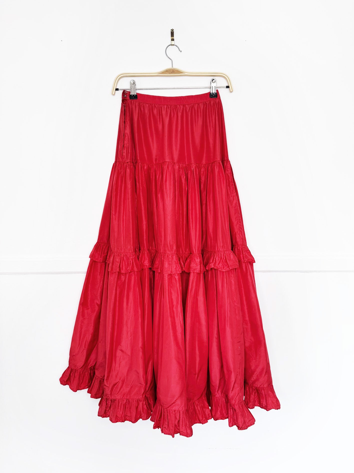 vintage 70s saint laurent rive gauche tiered ruffle full maxi skirt | made in France