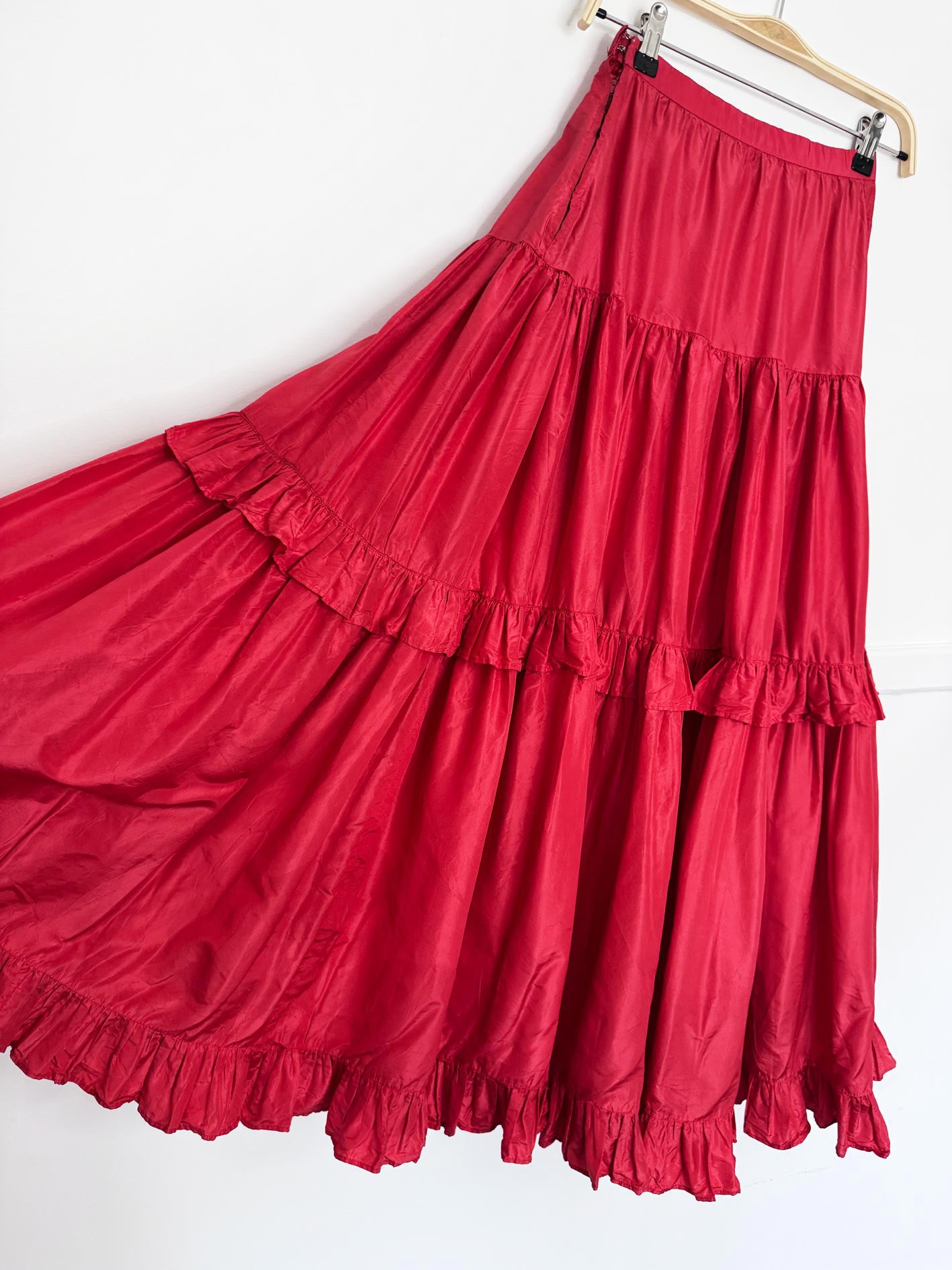 vintage 70s saint laurent rive gauche tiered ruffle full maxi skirt | made in France
