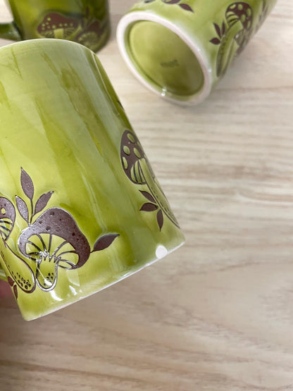x4 vintage 70s japanese mushroom mug set - good market thrift store