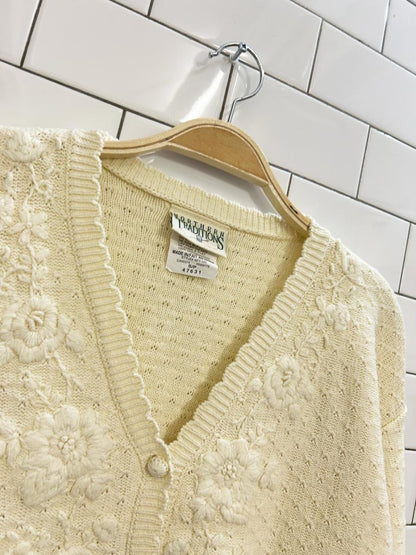 vintage 00s northern traditions floral embroidered knit cardigan - good market thrift store