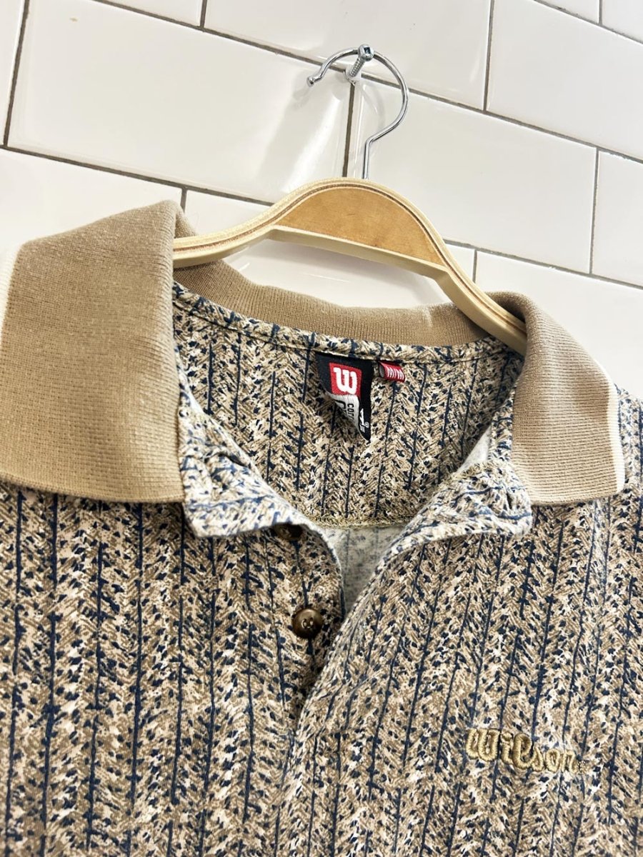 vintage 90s wilson graphic cotton long sleeve polo shirt - good market thrift store