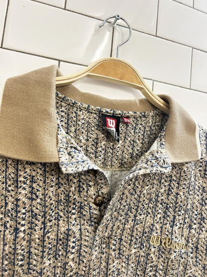 vintage 90s wilson graphic cotton long sleeve polo shirt - good market thrift store