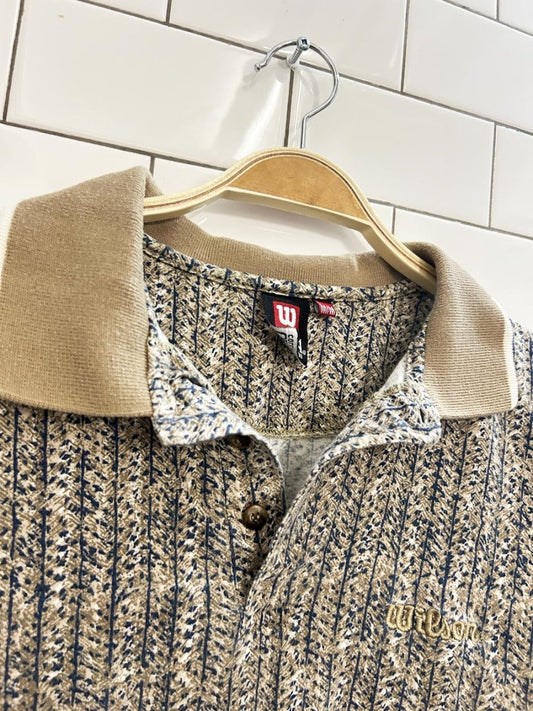 vintage 90s wilson graphic cotton long sleeve polo shirt - good market thrift store