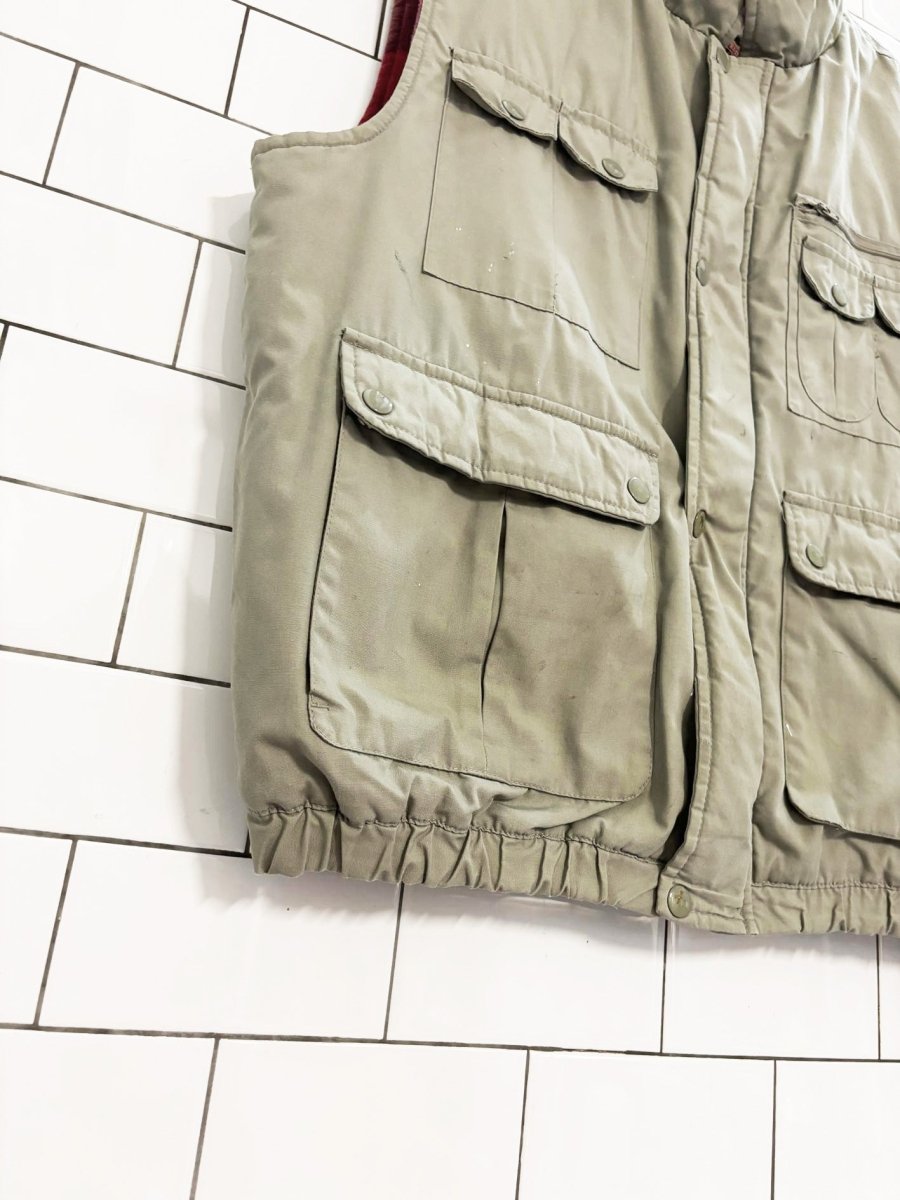 vintage 90s eagles ridge plaid - lined fisherman vest - good market thrift store