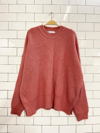 zara loose - fit rose knit sweater - good market thrift store