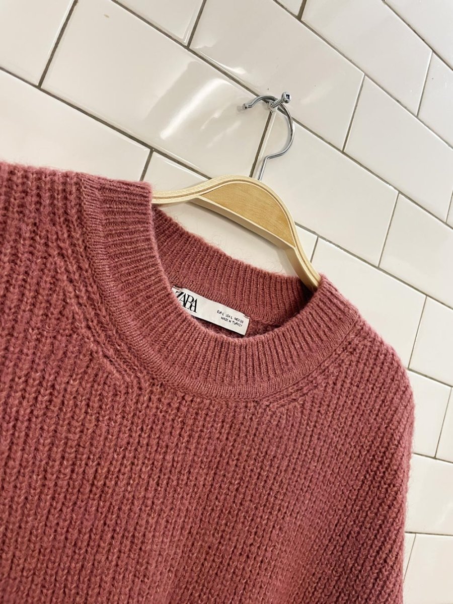zara loose - fit rose knit sweater - good market thrift store